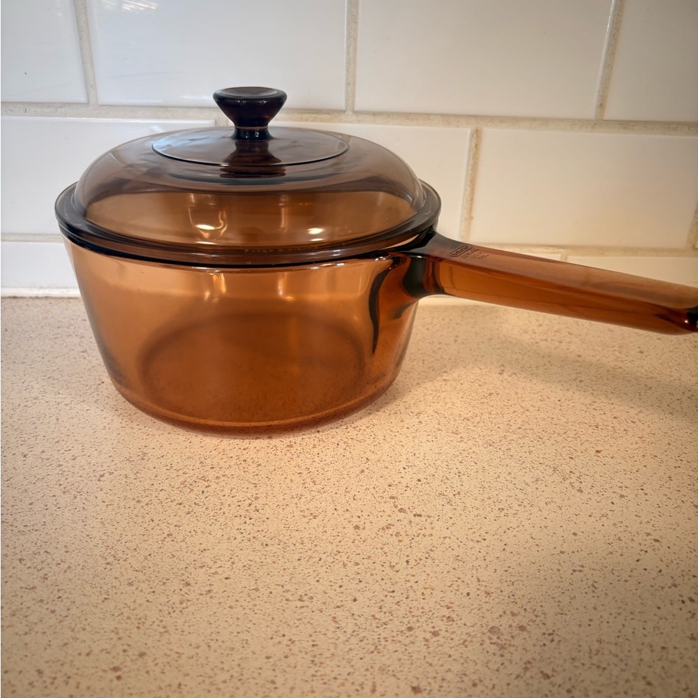Corningware Amber Glass Saucepan with Lid